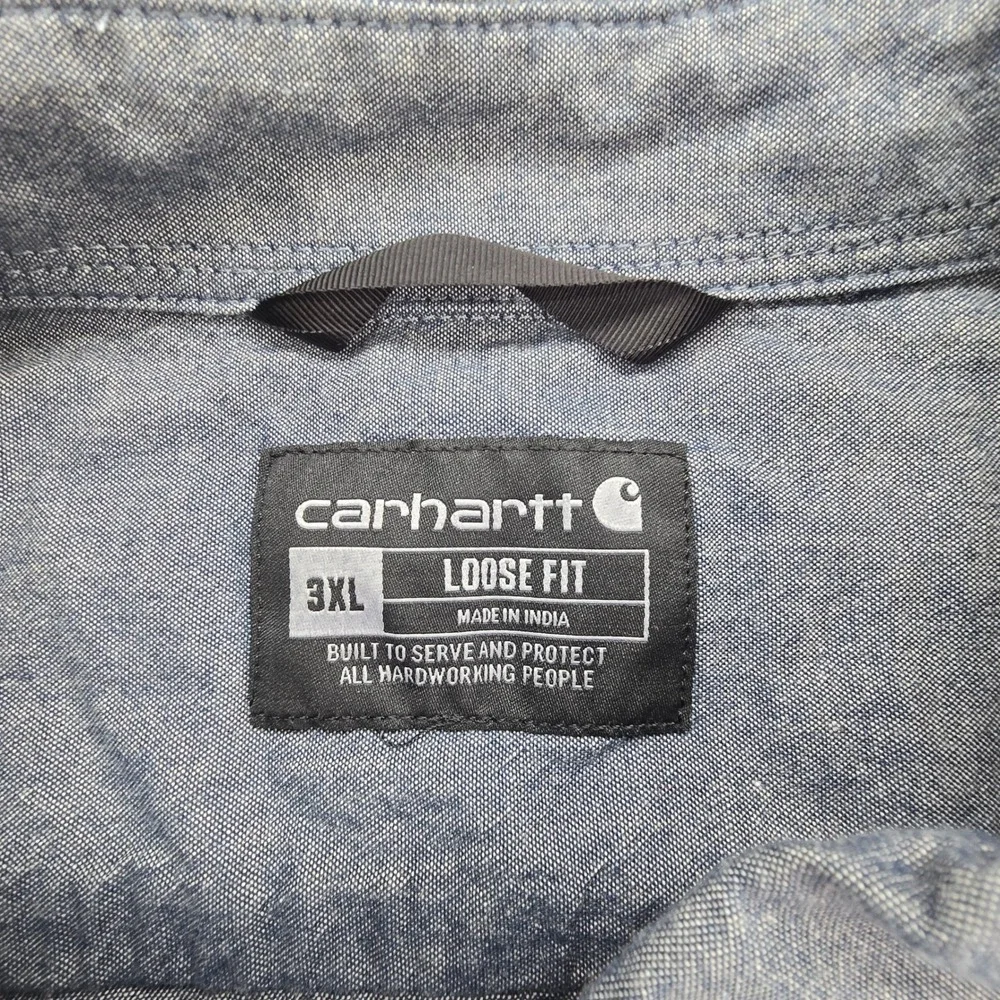 Carhartt TW4369-M Chambray Shirt Mens 3XL Blue Loose Fit Short Sleeve Work